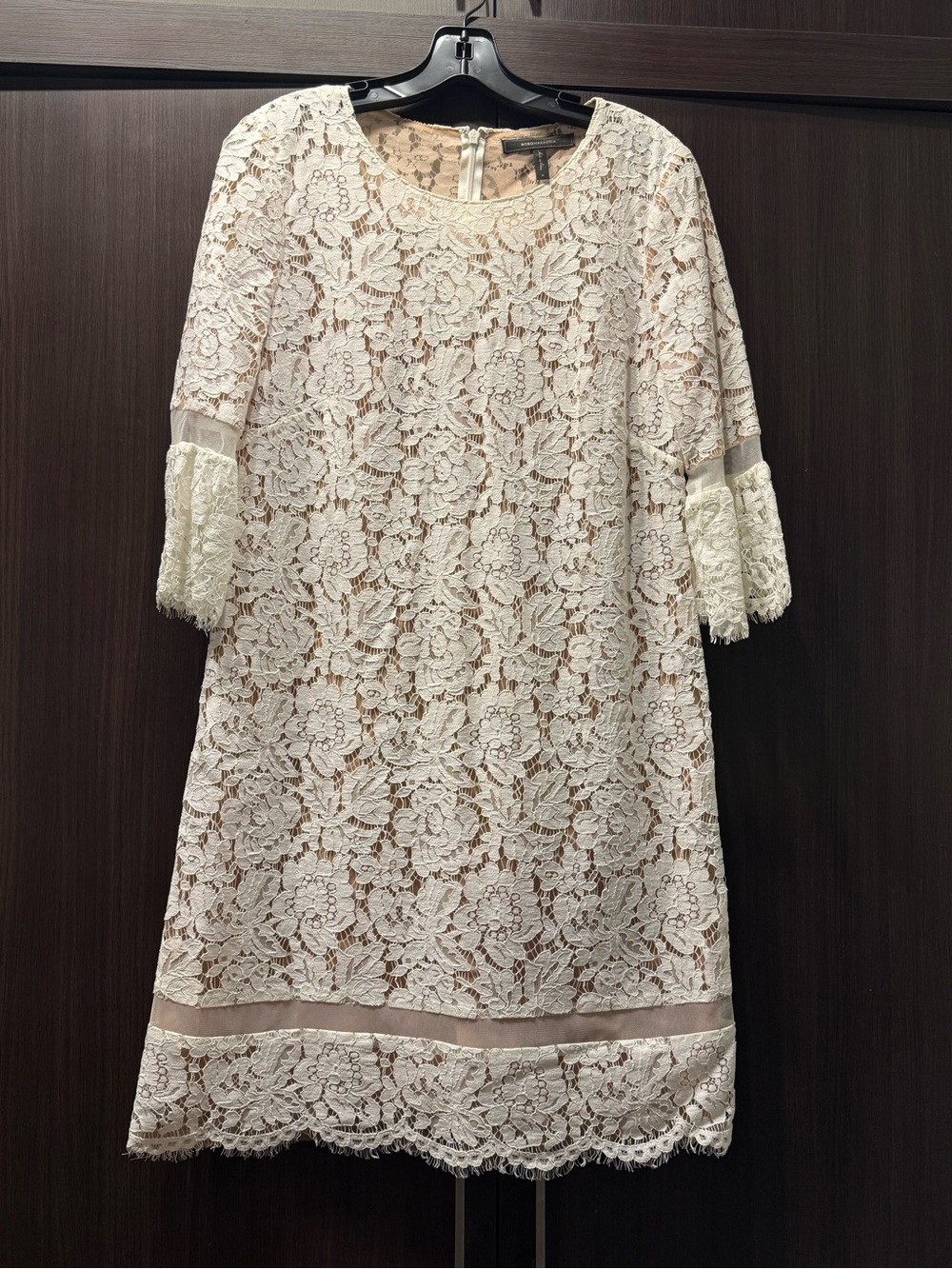 BCBGMaxAzria Ivory Floral Lace Midi Dress